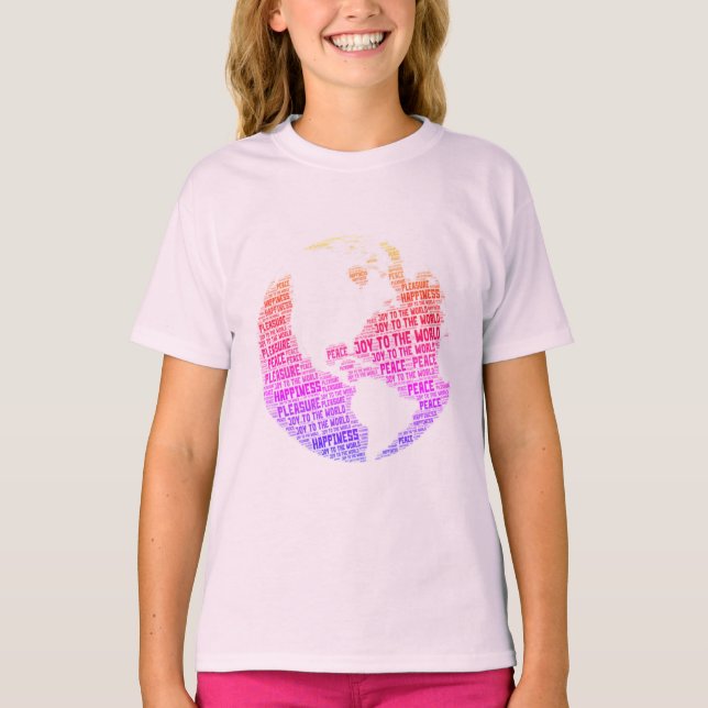 Fred och lycka i världen - konst i ord  t shirt (Framsida)