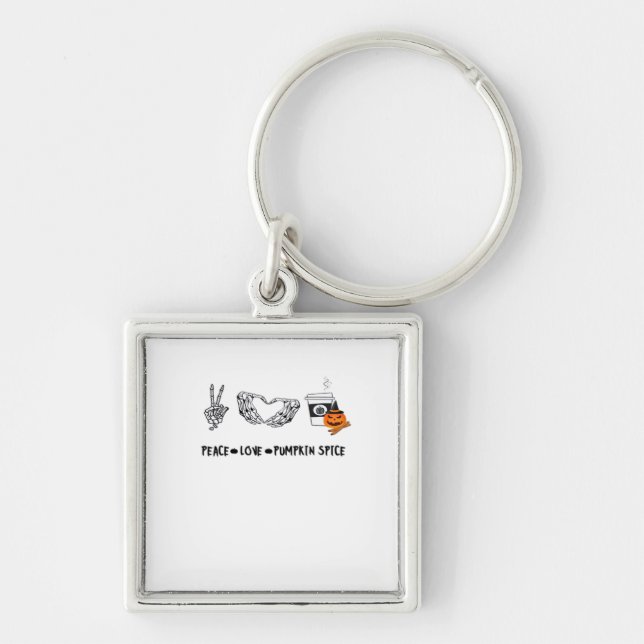 Fred och pumpkin Spice, Halloween Skeletons-klass Fyrkantig Silverfärgad Nyckelring (Framsidan)
