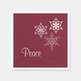 Fred och tre Snöflingor Burgundy Helgdag Pappersservett