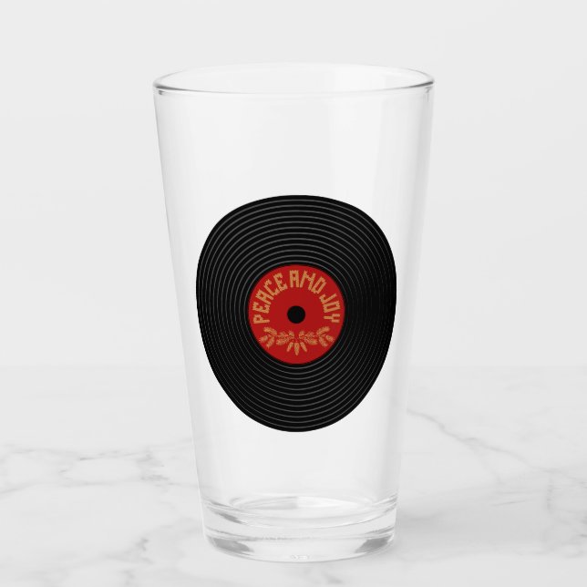 Fred och vinylrekorddesign glaskopp (Framsida)