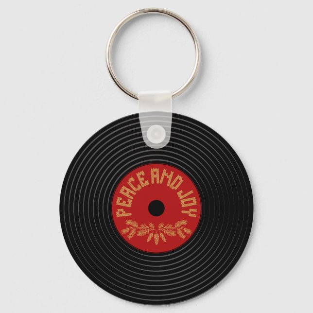 Fred och vinylrekorddesign nyckelring (Framsida)