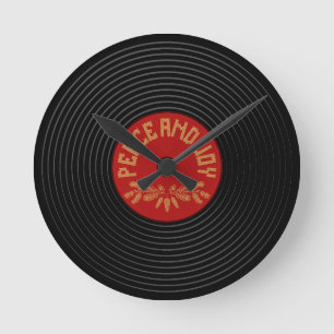 Fred och vinylrekorddesign rund klocka