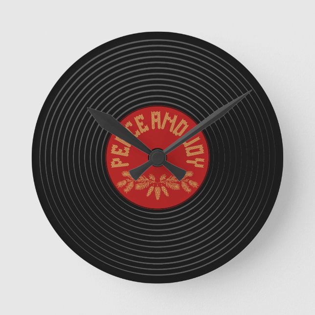 Fred och vinylrekorddesign rund klocka (Framsida)