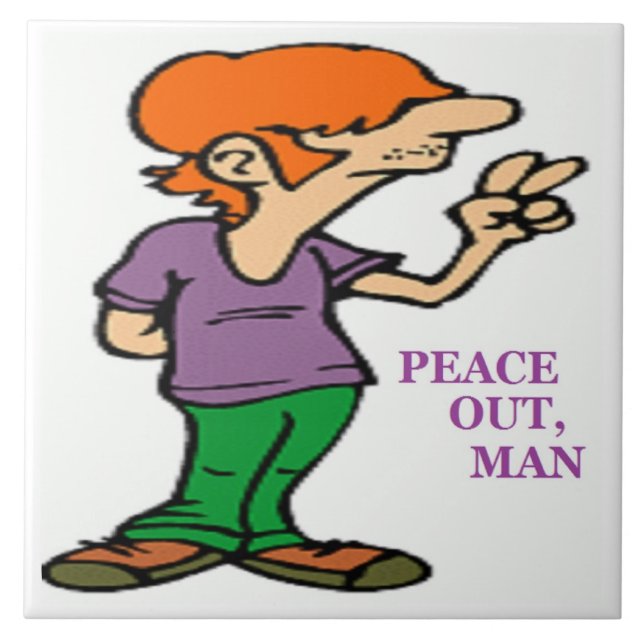 "FRED OUT, MAN" HIPPIE KAKELPLATTA (Framsidan)