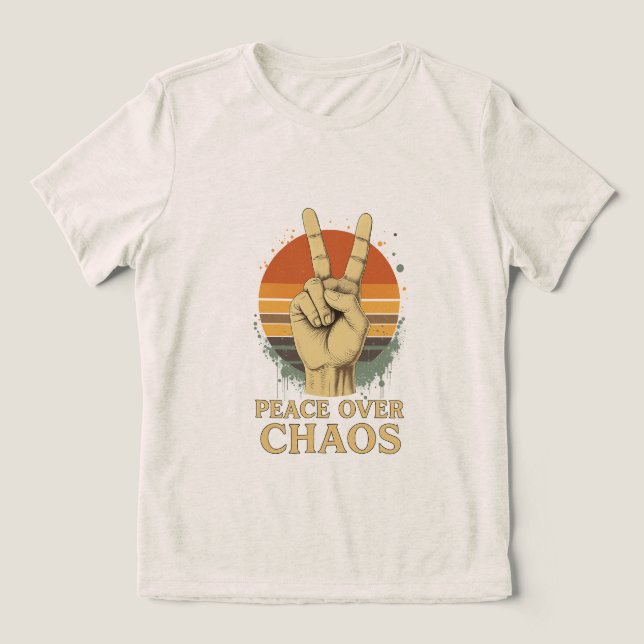 Fred över Chaos - Retro Sunset Påstående T-Shirt (Design Framsida)