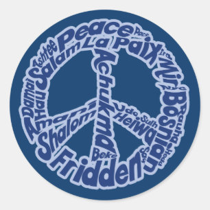Fred på alla språk runt klistermärke
