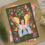 Fred på Earth Angel Blommigt Folk Art Earthy Grönt Julkort<br><div class="desc">Vårt platta fredskort på jorden, jultomten, är inspirerat av skönheten och stil i den skandinaviska folkkonsten, men med en modern och vintage. Vår design förmedlar en värld av hopp, kärlek och fred som skildras genom konst, bildspråk och färg. Djupa kontraster kombineras med glatt ljusa färger av rött, gult, rosa, blått,...</div>