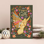 Fred på Earth Dove Blommigt Folk Art Earthy Grönt Julkort<br><div class="desc">Vårt platta fredskort på jorden, jultomten, är inspirerat av skönheten och stil i den skandinaviska folkkonsten, men med en modern och vintage. Vår design förmedlar en värld av hopp, kärlek och fred som skildras genom konst, bildspråk och färg. Djupa kontraster kombineras med glatt ljusa färger av rött, gult, rosa, blått,...</div>