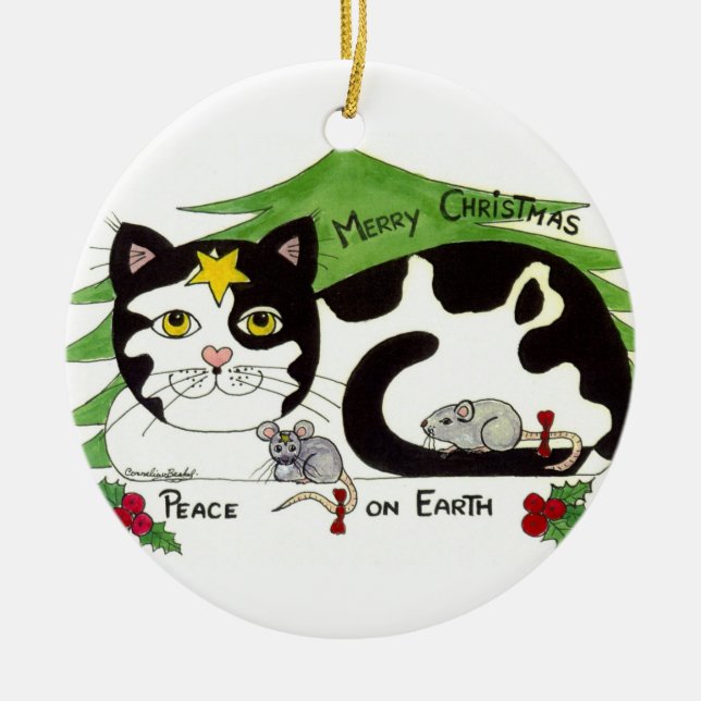 FRED PÅ gullig prydnad för JORD, en must har Julgransprydnad Keramik (Framsidan)