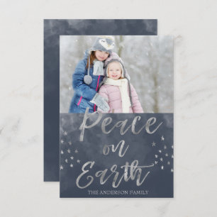 Fred på jordblått och silvervattenfärgfotoet inbjudningar