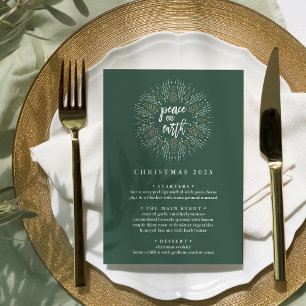 Fred på jorden Anpassningsbar Julmiddag Menu Inbjudningar