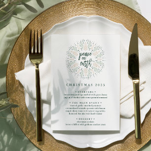 Fred på jorden Anpassningsbar Julmiddag Menu Inbjudningar