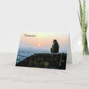 Fred på jorden, apa vid Sunset Helgdag Card Helgkort