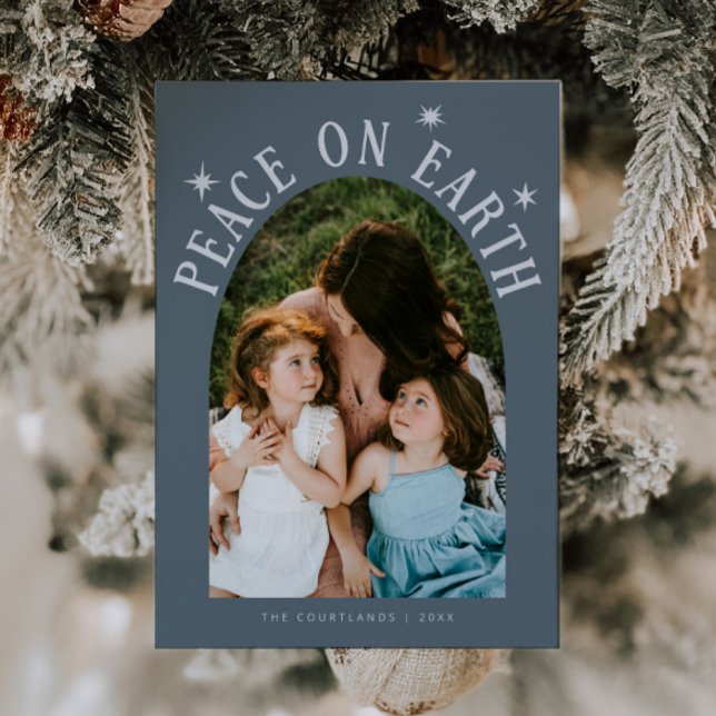 Fred på jorden Arch Photo Slate Blue jul Julkort (Skapare uppladdad)