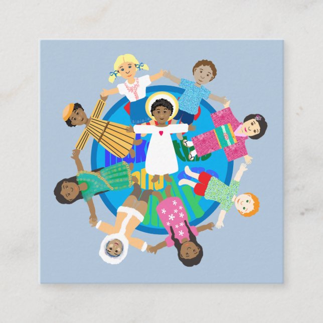 Fred på jorden - en familjeprälsbön fyrkantigt visitkort (Framsida)