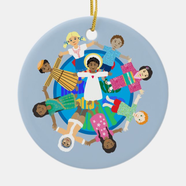 Fred på jorden - en familjeprälsbön julgransprydnad keramik (Framsidan)