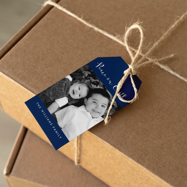 "Fred på jorden" Foto Helgdag Presentetikett (Skapare uppladdad)