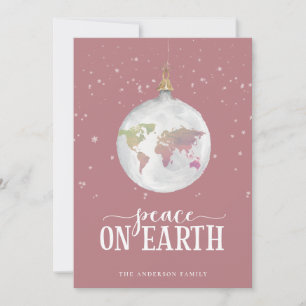 Fred på jorden Globe Ornament Mauve Julkort