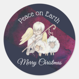 Fred på jorden God jul Angel Shepherd Runt Klistermärke