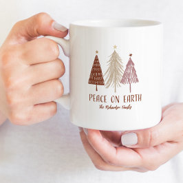 Fred på jorden God jul Träd Snö Helgdag Kaffemugg