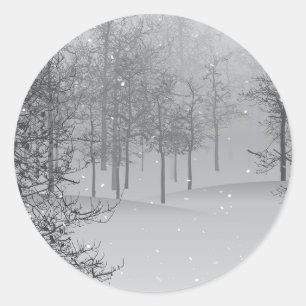 Fred på jorden Grått Snö Scene Runt Klistermärke