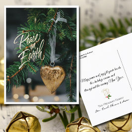 Fred på jorden Guld Heart Julgran Ornament Helg Vykort