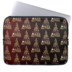 Fred på jorden, gyllene Julgran, mönster Laptop Sleeve