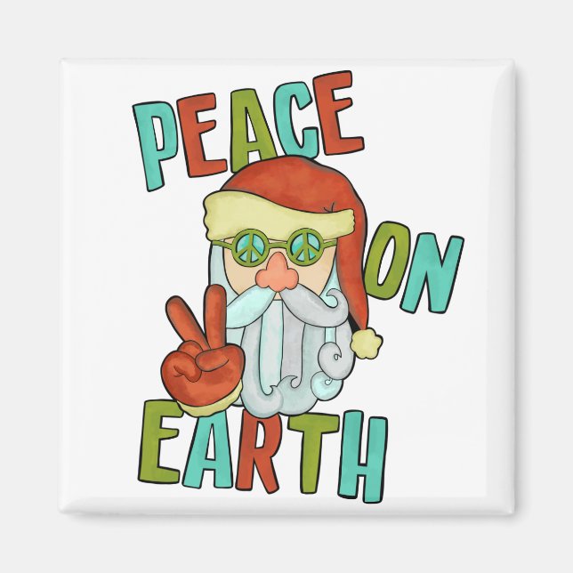 Fred på jorden Hippie Santa Magnet (Framsidan)