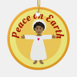 Fred på jorden Jesus och barn Julgransprydnad Keramik