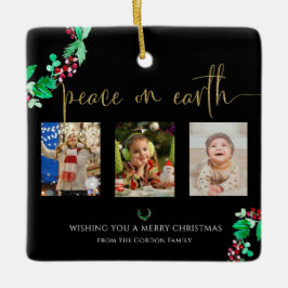Fred på jorden Jul 3 Fotokrans vattenfärg Julgransprydnad Keramik