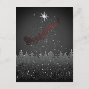 Fred på jorden Jul Kväll Stars Santa's Sleigh Helg Vykort