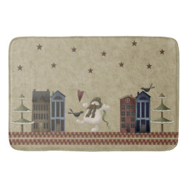 Fred på jorden Land Folkart Snögubbe & Kråka Badrumsmatta