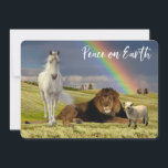Fred på jorden Lejona Lamb Unicorn Rainbow Julkort<br><div class="desc">Den här designen skapades genom digital grafik. Den kan vara personlig i det område som tillhandahålls genom att ändra fotot och/eller text. Du kan också anpassa den genom att klicka för att anpassa ytterligare alternativ och ta bort eller ändra bakgrunden i färg, lägga till text, ändra texten färg eller stil...</div>