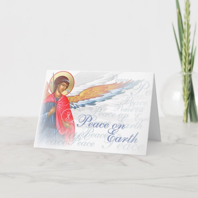 "Fred på jorden" med Angel- och Nativitetscen Helgkort (Framsida)