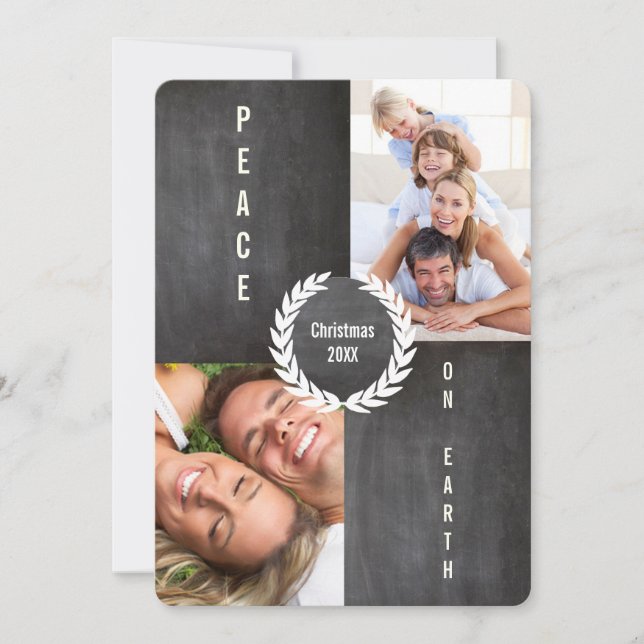Fred på jorden Merry och Bright Family Photo Card Julkort (Framsida)