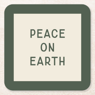 Fred på jorden | Minimalistisk jultypografi Underlägg Papper Kvadrat