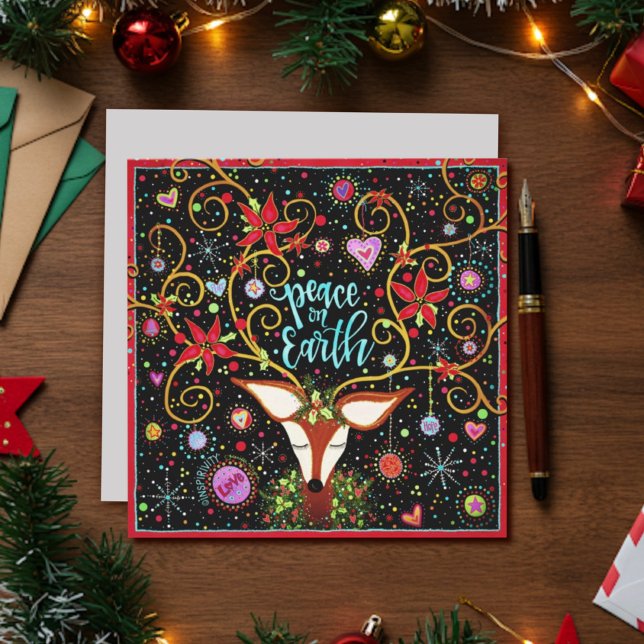 Fred på jorden Renar Jul Högtidlig Julkort (Skapare uppladdad)