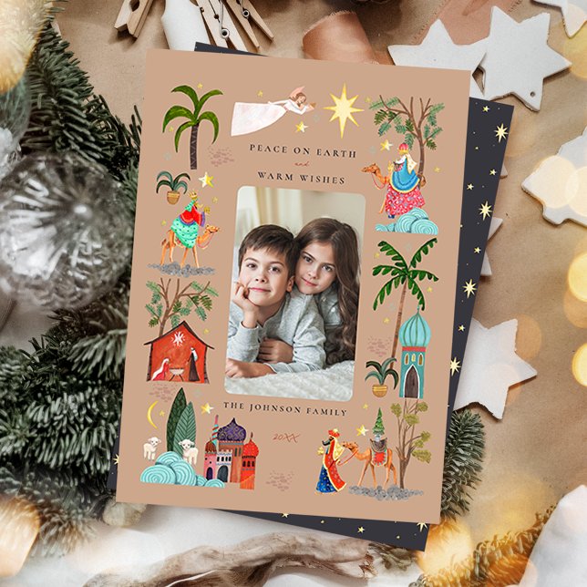 Fred på jorden Tre Wise manar jul Helgdag Julkort (Cute Three Wise men Christmas Holiday)