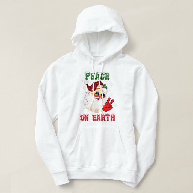 Fred på jorden Underteckna God jul Santa Hat hipp Hoodie (Design framsida)