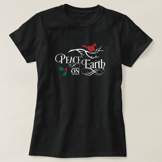 Fred på jorden vid julklappen Kvinnor i T-Shirt (Design framsida)