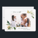 Fred på jordens blommigt, botanisk elegant två fot julkort<br><div class="desc">Fred på jorden målade blommigt med multifotokort för helgdag. Hand målade blommigtar med synlig färg struktur ge i detta helgdag-kort känns lyxigt. I klassade gröntar,   och  gult.</div>