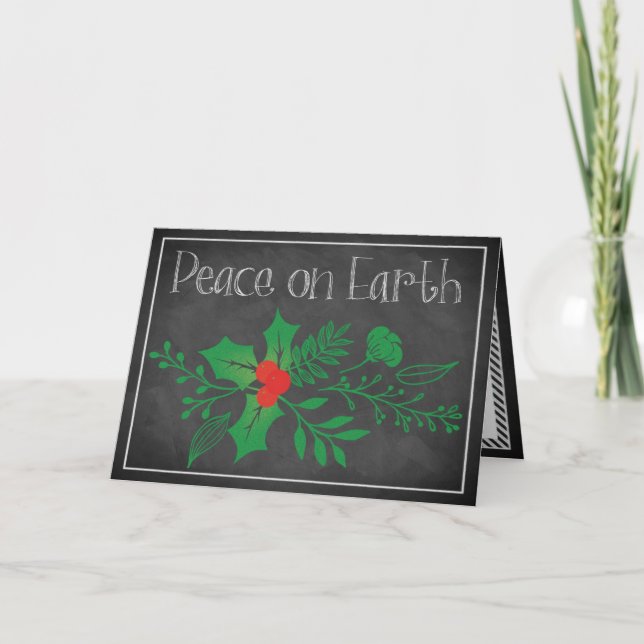 Fred på jordens Helgdag Card | Faux Chalkboard Helgkort (Framsida)
