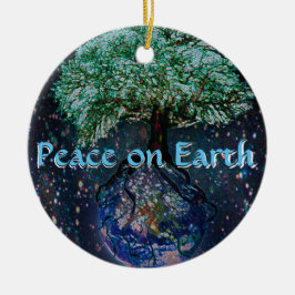 Fred på jordlivets träd julgransprydnad keramik