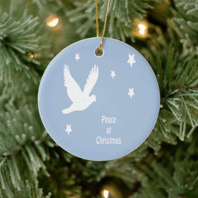 Fred På Jul Med Duva I Flygande Vit Logo Julgransprydnad Keramik (Träd)