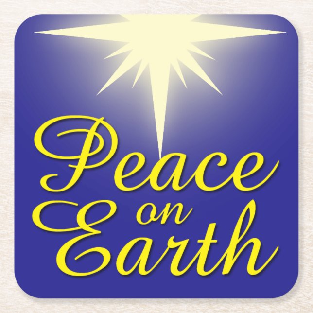 Fred på Julstjärnan Underlägg Papper Kvadrat (Framsidan)