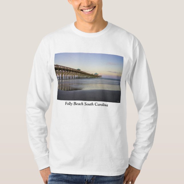 Fred på kvällen på Folly Beach T Shirt (Framsida)