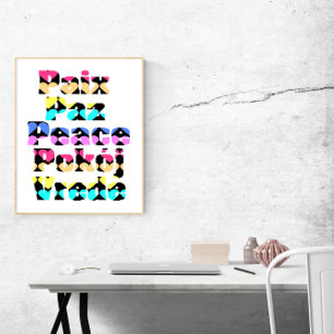 Fred på många Ljusa färger språk Poster