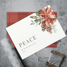 Fred Poinsettia Knippe Akvarell Tall Jul Julkort