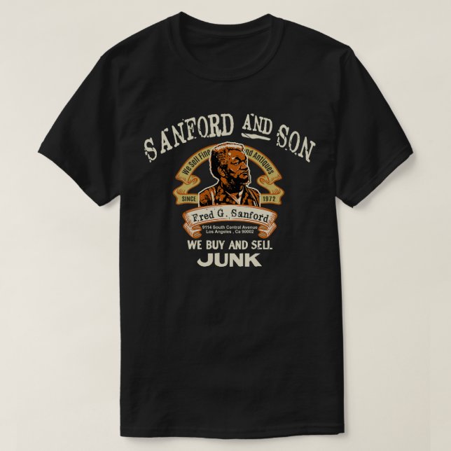 Fred Sanford Seller av Bra Second Hand Junk Sanfo T Shirt (Design framsida)