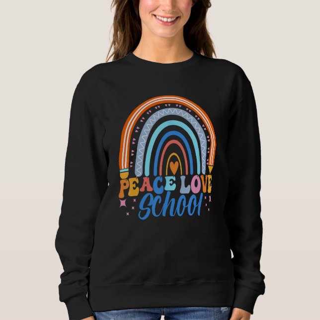 Fred Skola Regnbåge Penna Lärare Första Dag T Shirt (Framsida)